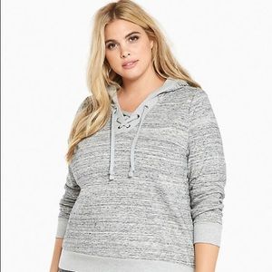Torrid Gray Lace Up Hoodie